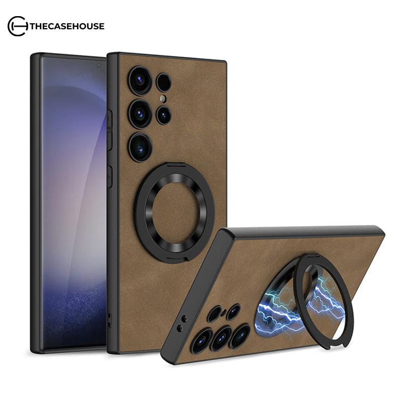 8387978690802 Samsung Magsafe Series | Ring Frosted Leather Case - onlinemegasale.com