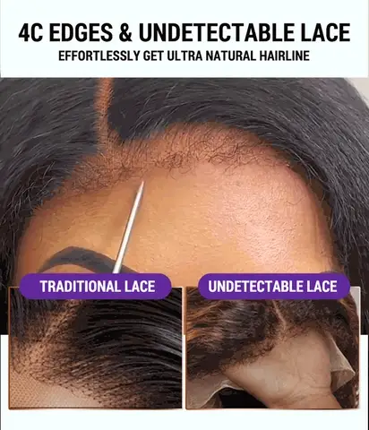 Cranberry 4C Edges Ombre Brown Deep Wave Kinky Edges 13x4 Undetectable Lace Front Wig - onlinemegasale.com