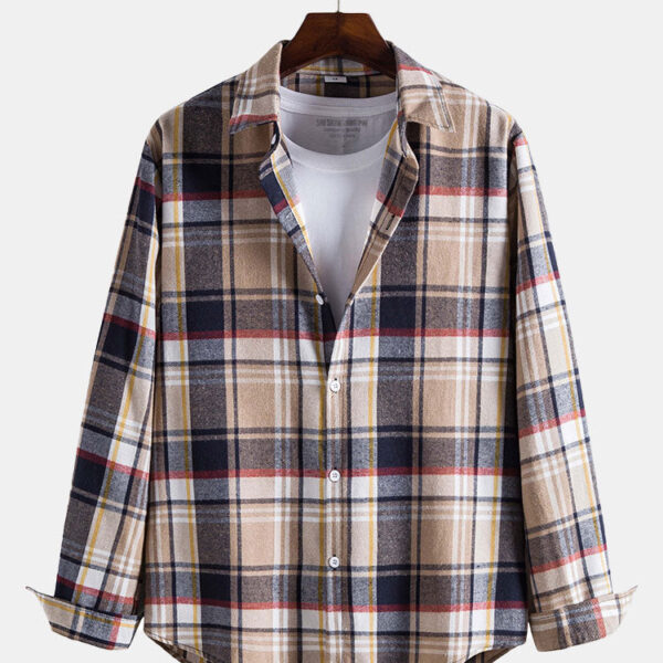Men Button Front Plaid Shirt