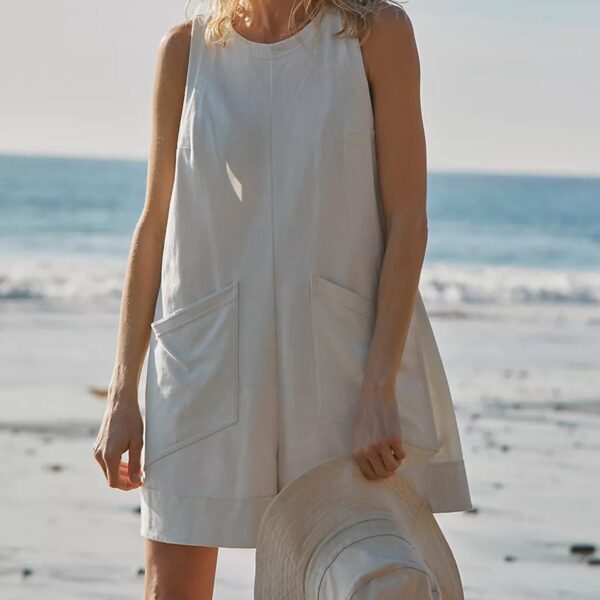 ✨New Women's Casual Jumpsuit Stretch Sleeveless Shorts Jumpsuit