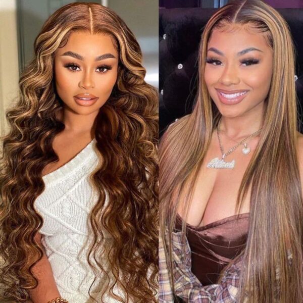 Klaiyi Pre-Cut Glueless Wig Wear Go Highlight Blonde Body Wave Wig Human Hair