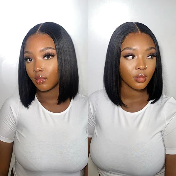 Cranberry 5x5 HD Lace Closure Bob wig Silky Straight 200 % Density texture