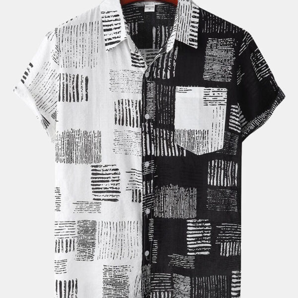Two Tone Abstract Print Shirt