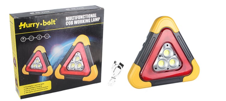 2-IN-1 Solar Emergency Triangle Warning Light at the Roadside - onlinemegasale.com