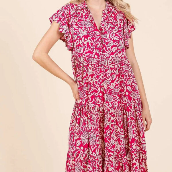 Mittoshop Abstract Print Ruffle Tier Midi Dress
