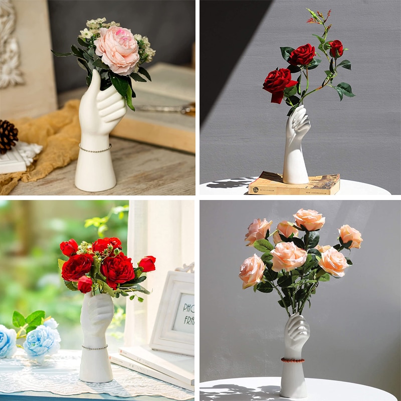 Ceramics Vase Modern Creative Hand Vase Flowers Home Decor Gifts - onlinemegasale.com