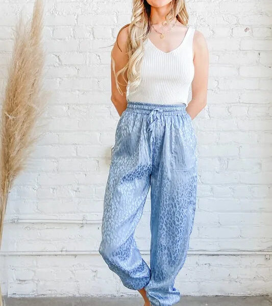 Satin Leopard Print Joggers
