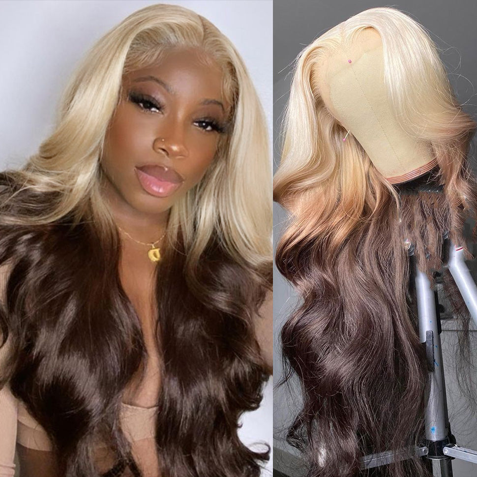 Cranberry Ombre Lace Front Wigs Body Wave 613 Blonde Brown 13x4 5*5 Lace Front Human Hair Wigs - onlinemegasale.com