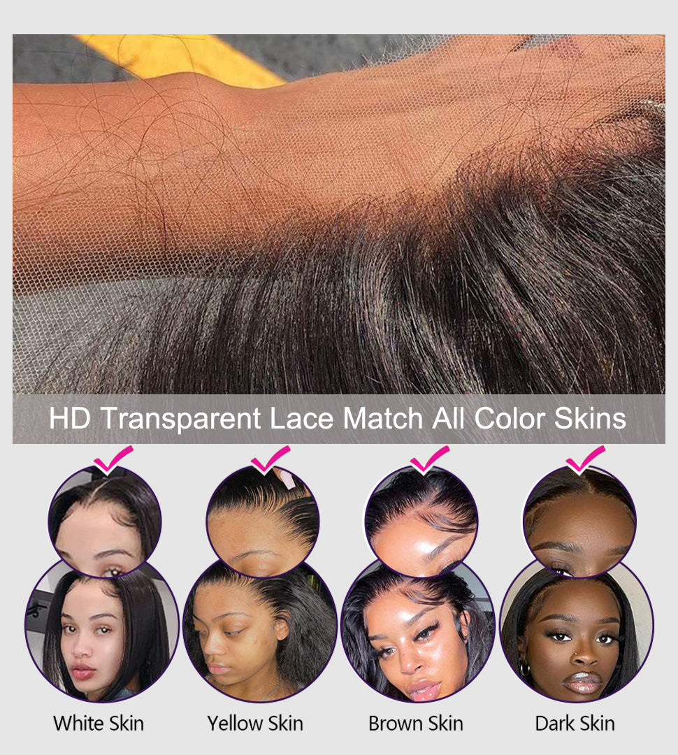 12A Skin Melt HD Lace Wigs Body Wave 13*4 Lace Front Wigs Human Hair Real Transparent Lace - onlinemegasale.com