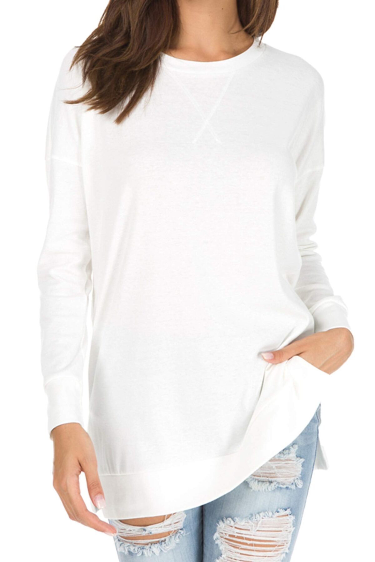 Women's Long Sleeve Side Slit Loose Tops (Buy 3 Free Shipping) - onlinemegasale.com