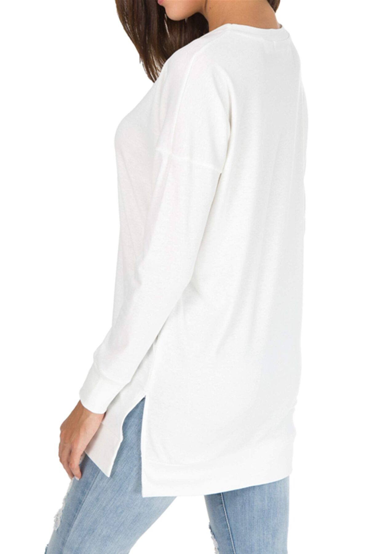 Women's Long Sleeve Side Slit Loose Tops (Buy 3 Free Shipping) - onlinemegasale.com