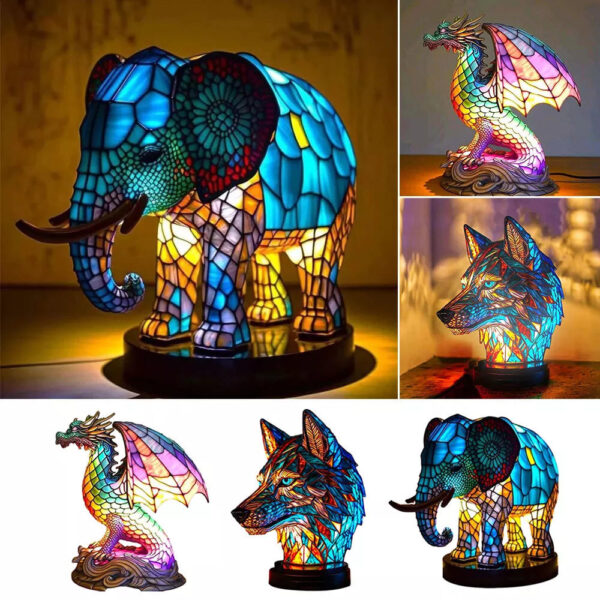 Mermaid Stained Glass Style Animal Lamp
