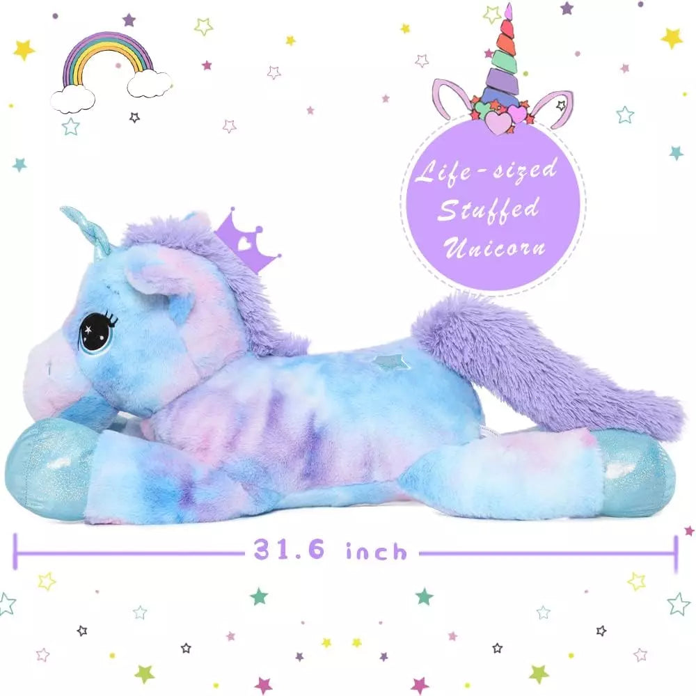 Unicorn Pillow Plush 3D Stuffed Animal 80CM - onlinemegasale.com