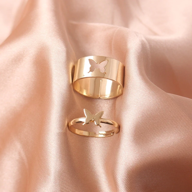 Butterfly-Gold Promise Rings - onlinemegasale.com