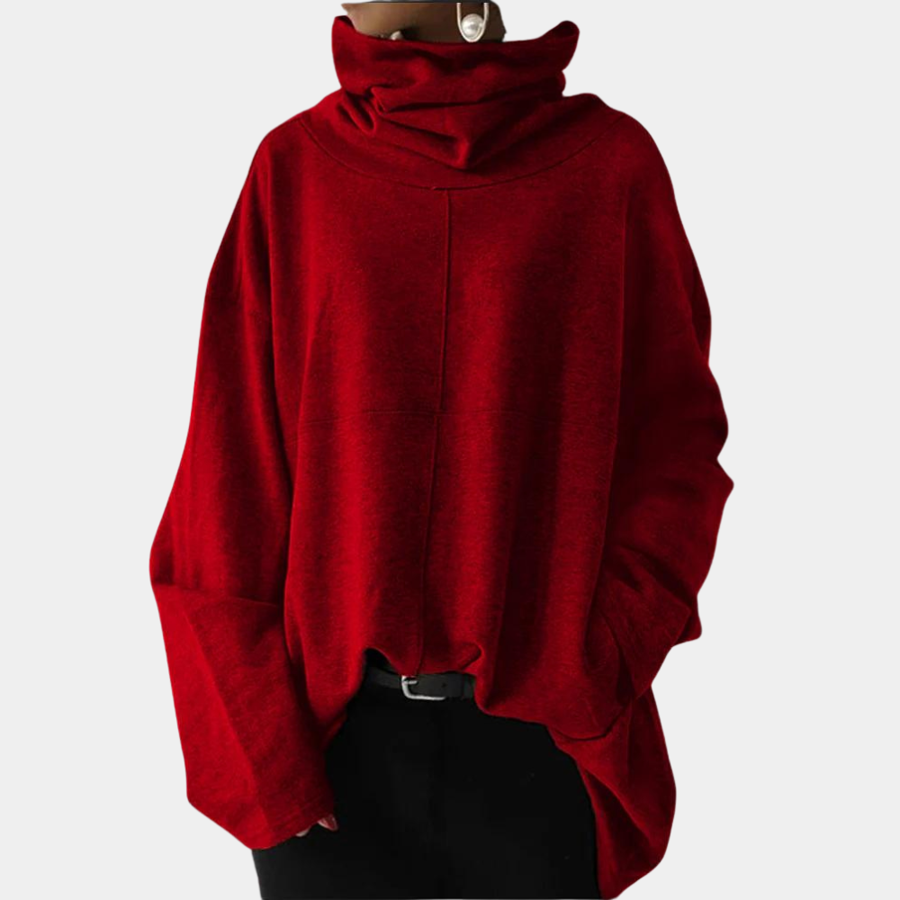 C5483-Tallulah-red Marley™ - Modern High Neck Sweater - onlinemegasale.com