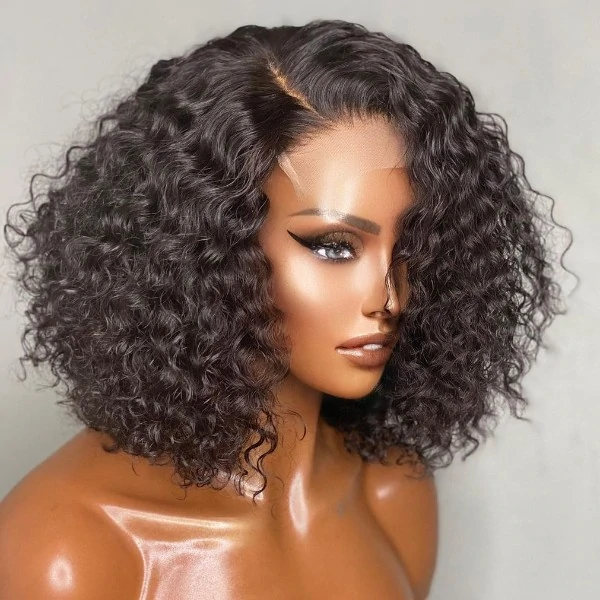 Cranberry Deep Wave Lace Closure Bob Wigs Short Malaysian Human Hair Wigs For Black Women