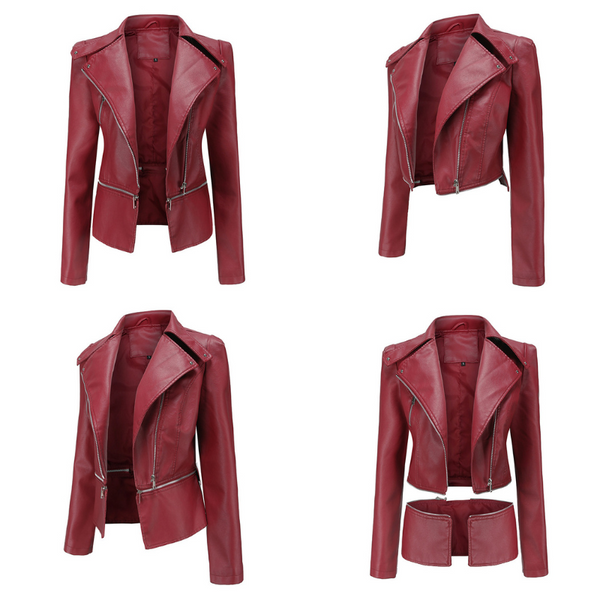 Bruna™ - Elegant Leather Jacket - onlinemegasale.com