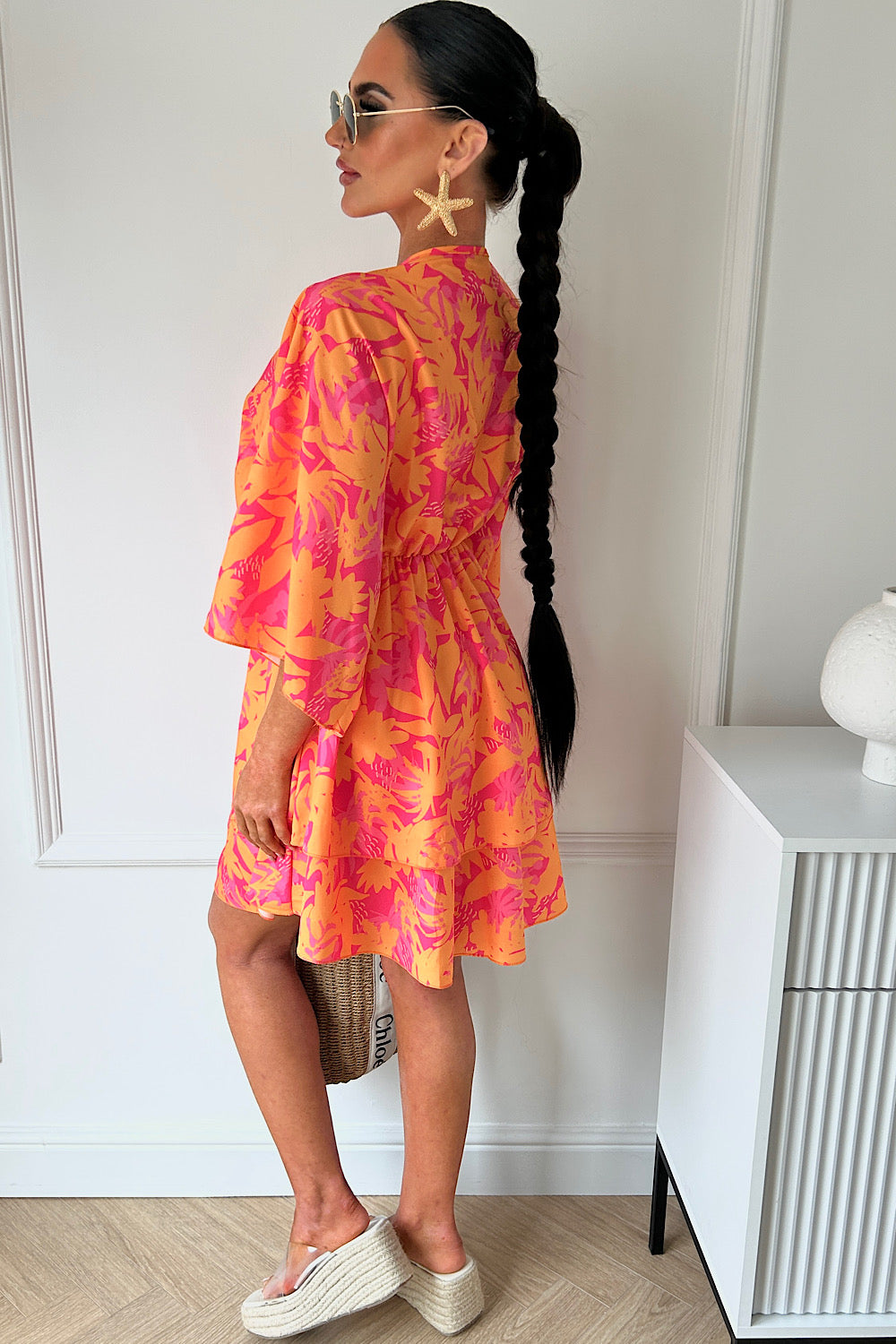 Lira™ | Orange & Pink Tropical Dress - onlinemegasale.com Lira™ | Orange & Pink Tropical Dress - onlinemegasale.com