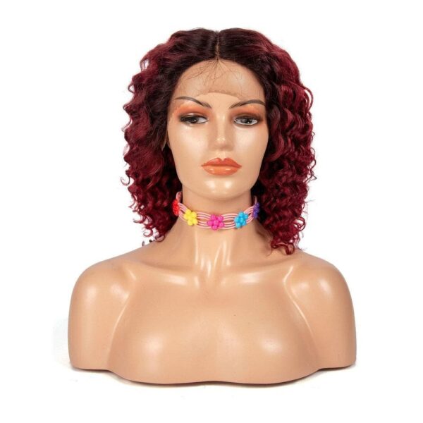 Cranberry Red 13x4 T Part Lace Front Wigs 180% Density burgundy Deep Wave Wig Pre-Plucked with Baby Hair-14inches