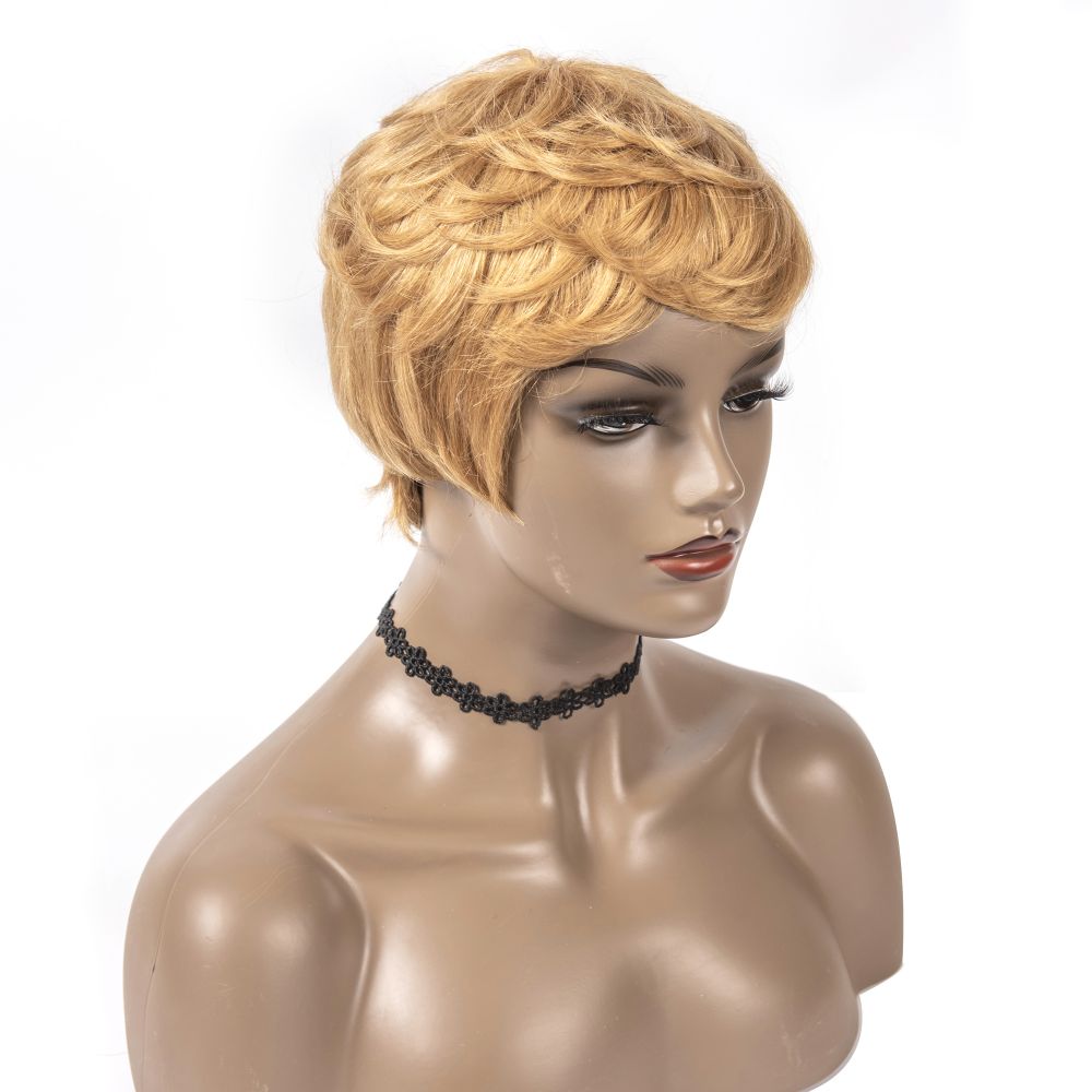 DSC_8656 Cranberry Short Romance Wave Pixie cut wigs #27Wig Machine Made Human Hair Wig - onlinemegasale.com