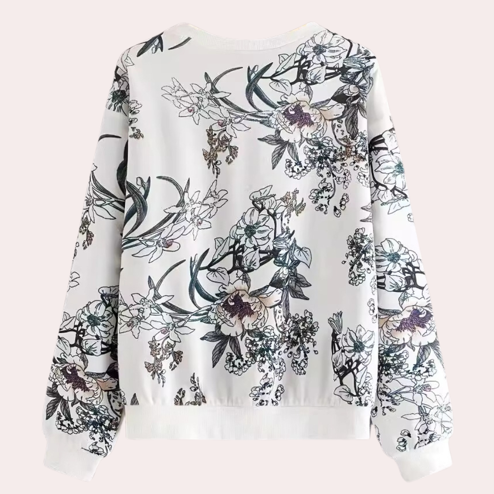 Gracie - Modern Sweater with Floral Print - onlinemegasale.com