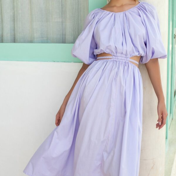 Chic Eva Poplin Cotton Cutout Midi Dress for Effortless Elegance