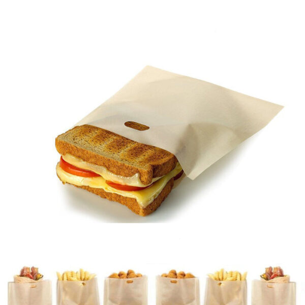 6Pcs Non-stick Reusable Toaster Sandwish Bags Microwave Heating Tools