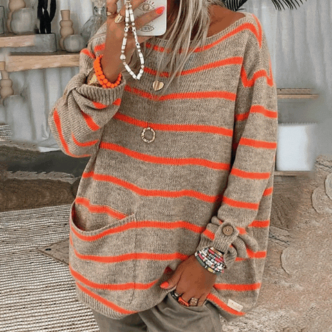 Reign™ - Oversized Striped Knit Sweater - onlinemegasale.com