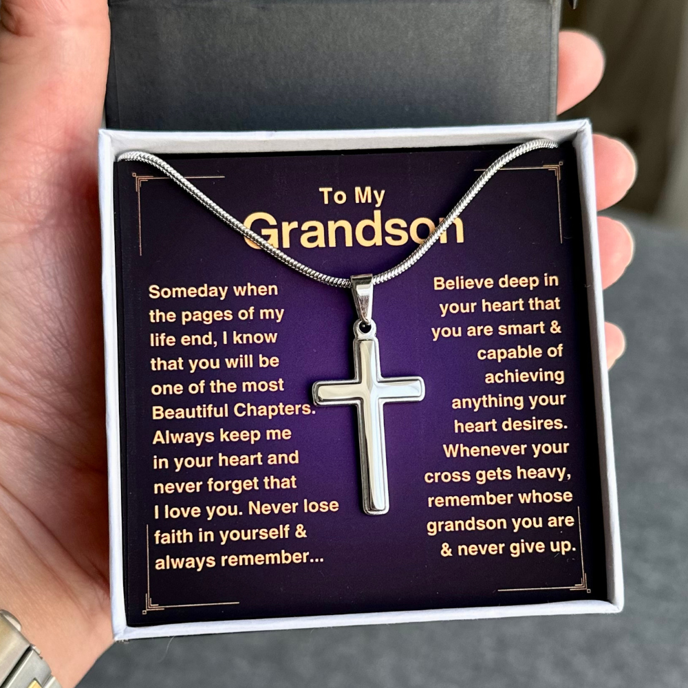 GS50-MobkUp Grandson, Never Give Up - Cross Necklace - onlinemegasale.com
