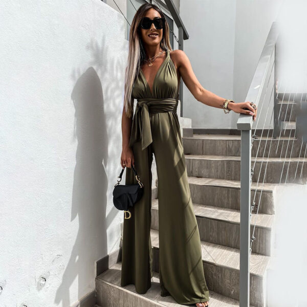 Chic Women's Jumpsuit Featuring a Stunning Deep V-Neckline