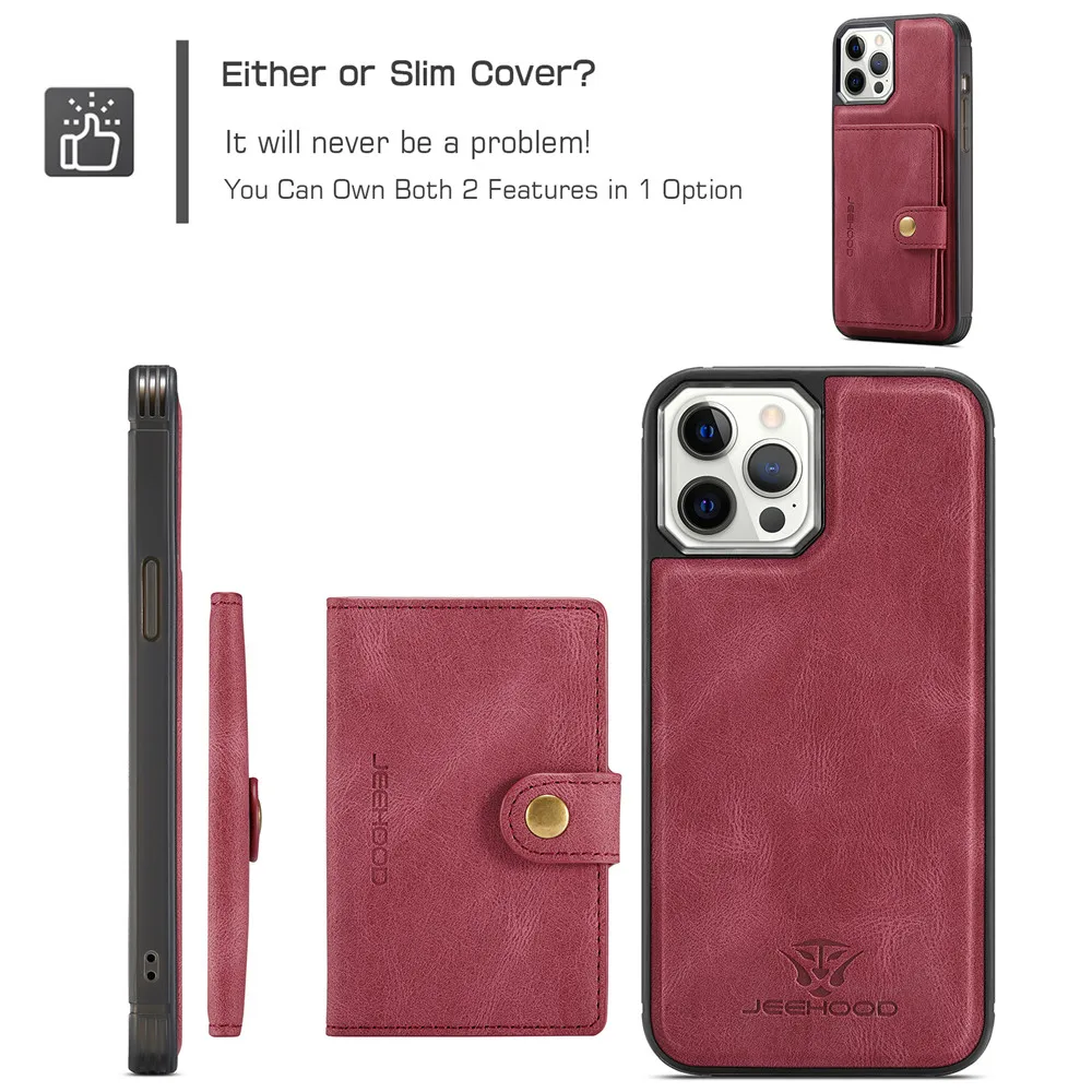 Magnetic Leather Wallet Flip Case for iPhone Mini - onlinemegasale.com