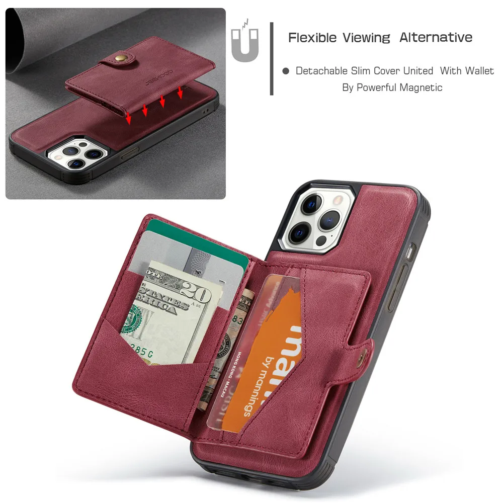 Magnetic Leather Wallet Flip Case for iPhone Mini - onlinemegasale.com