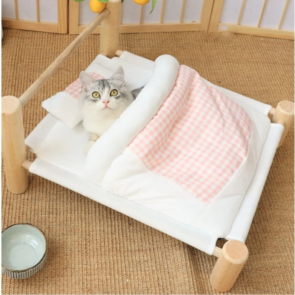 Heated Cat Bed Perch Cave Winter Wooden Sofa - onlinemegasale.com