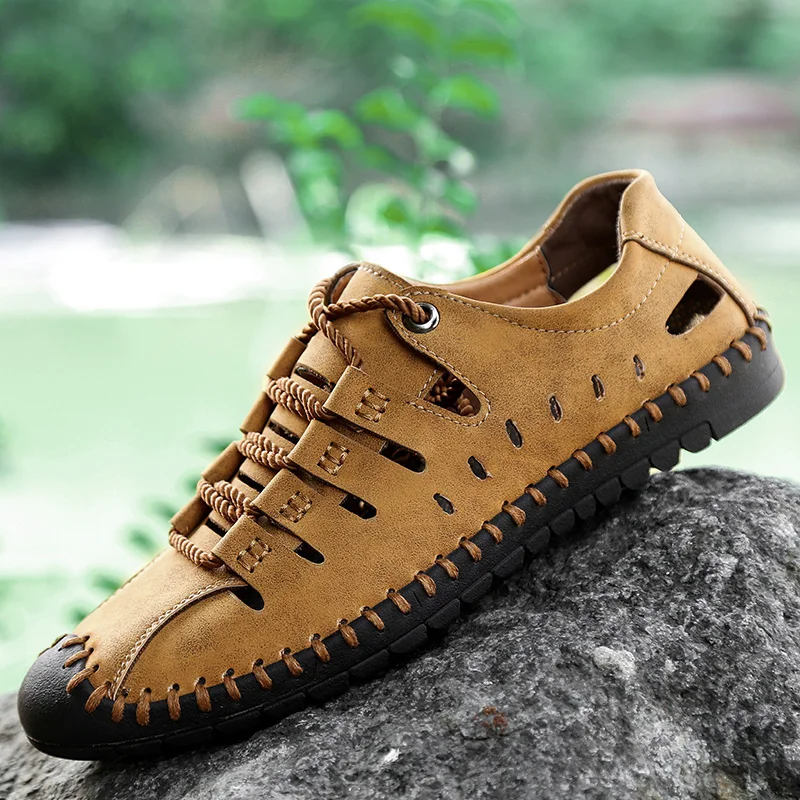 Men casual shoes sandals handmade breathable men shoes luxury brand leather men loafers moccasins - onlinemegasale.com