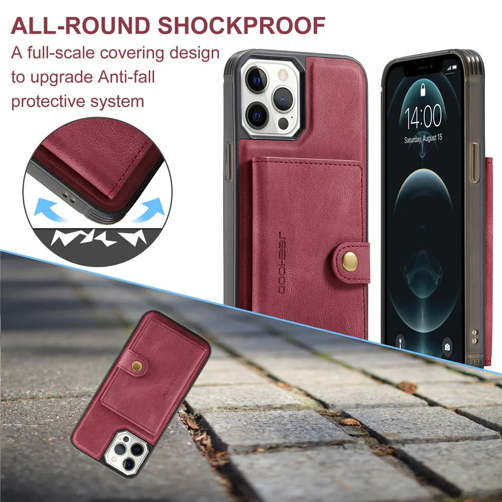 Magnetic Leather Wallet Flip Case for iPhone Mini - onlinemegasale.com
