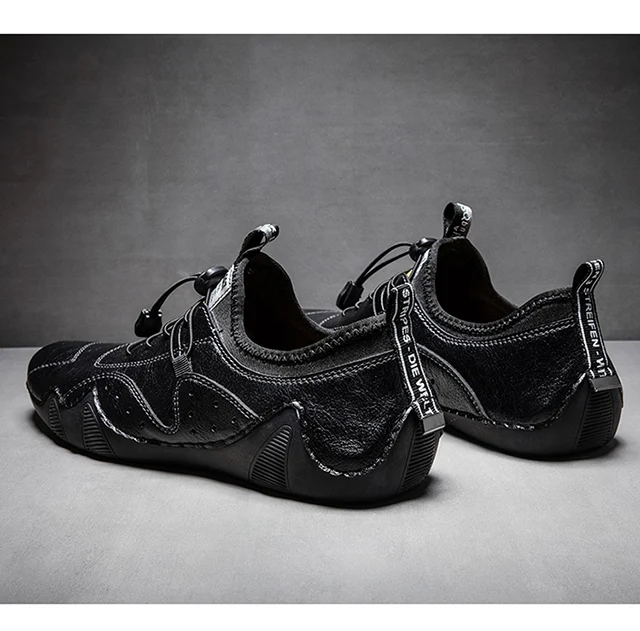 Men's Octopus Leather Shoes Cowhide Light Low-top Fashion Casual Breathable Non-slip Bean Flats Shoes - onlinemegasale.com