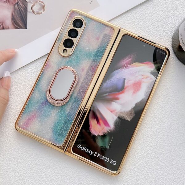 Glitter Diamond Phone Cover For Samsung Z Fold 3 5G  With Ring Holder