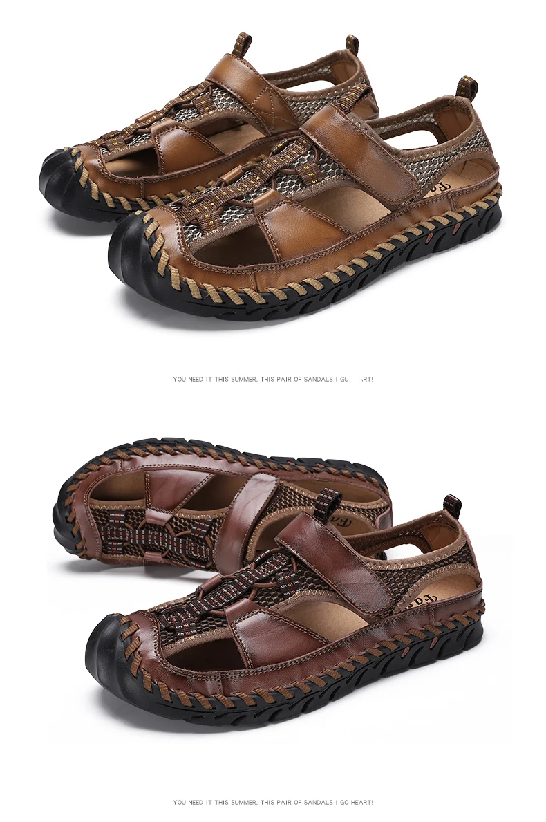 Men's Sandals Summer Leather Breathable Men Original Sandals Luxury Designer Moccasins Summer Men's Slippers Shoes - onlinemegasale.com