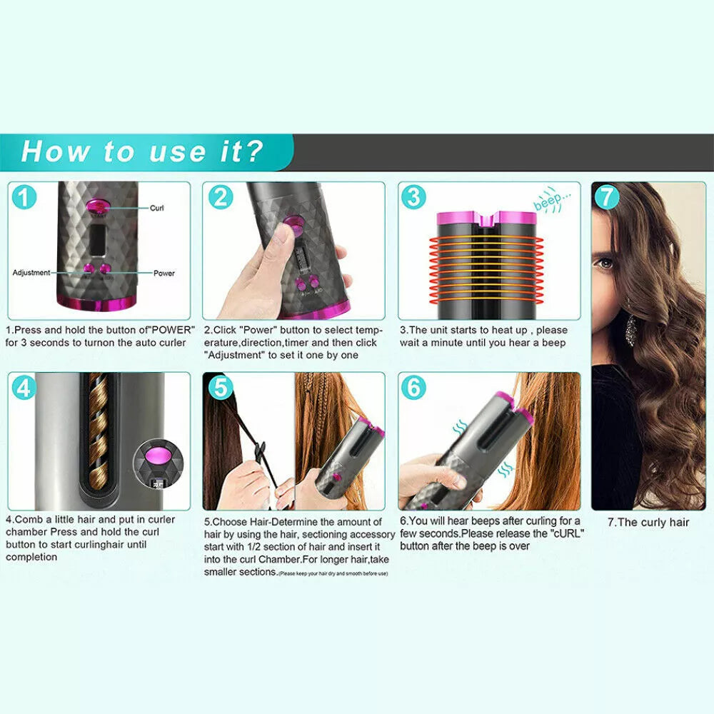 Cordless Automatic Hair Curler | Hair Waver | Multi-Directional Curling Machine - onlinemegasale.com Cordless Automatic Hair Curler | Hair Waver | Multi-Directional Curling Machine - onlinemegasale.com