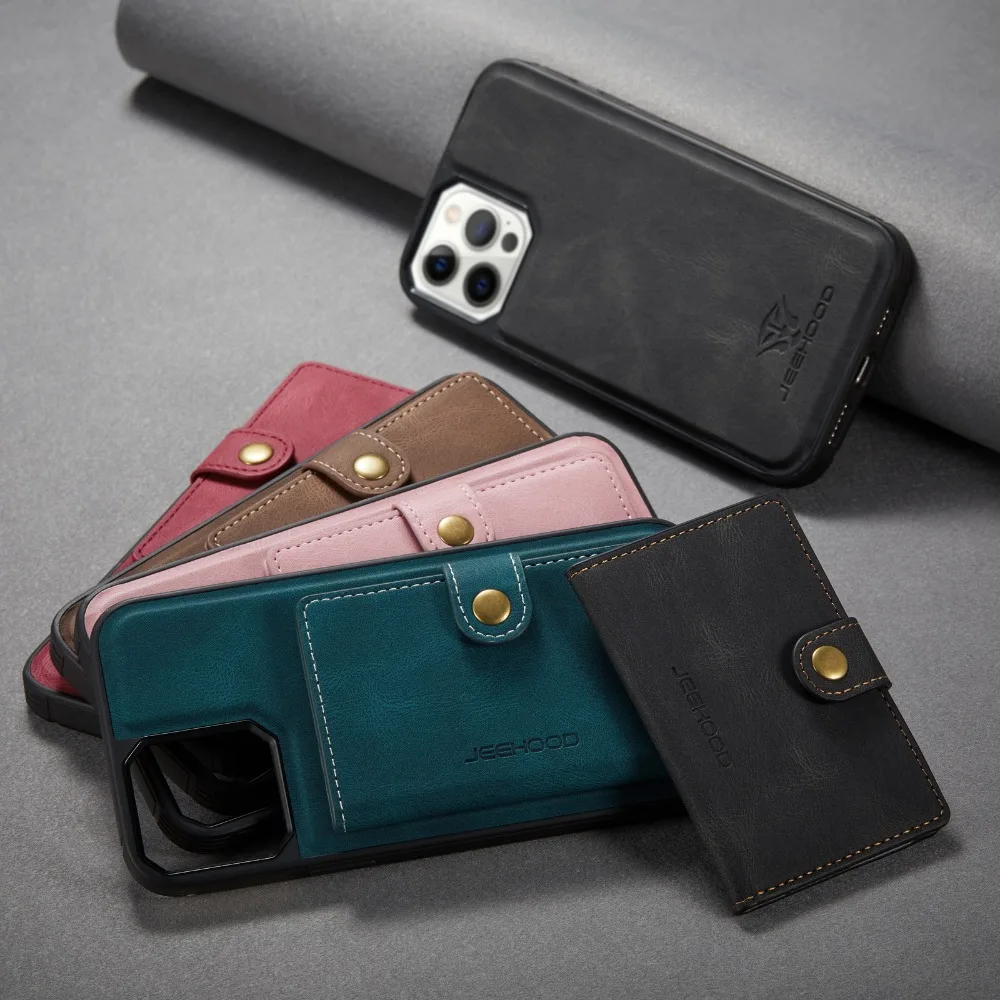 Magnetic Leather Wallet Flip Case for iPhone Mini - onlinemegasale.com