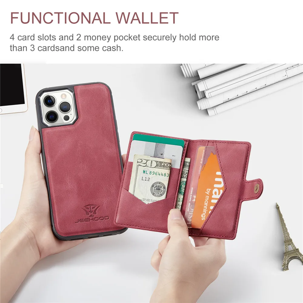 Magnetic Leather Wallet Flip Case for iPhone Mini - onlinemegasale.com