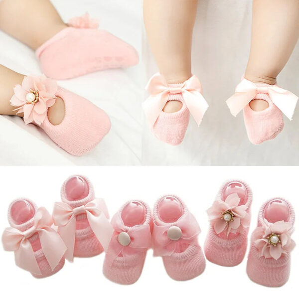 Lace Flower Newborn Baby Socks/3 Pairs