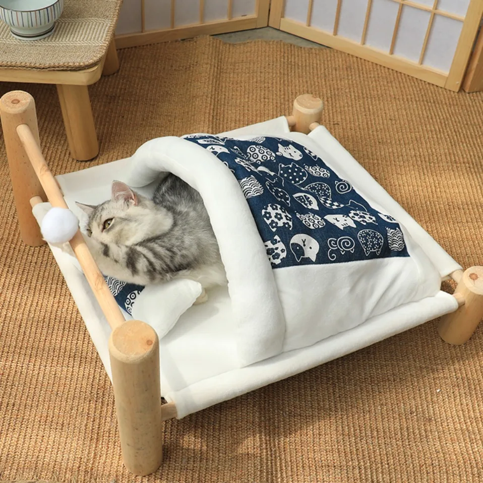 Heated Cat Bed Perch Cave Winter Wooden Sofa - onlinemegasale.com
