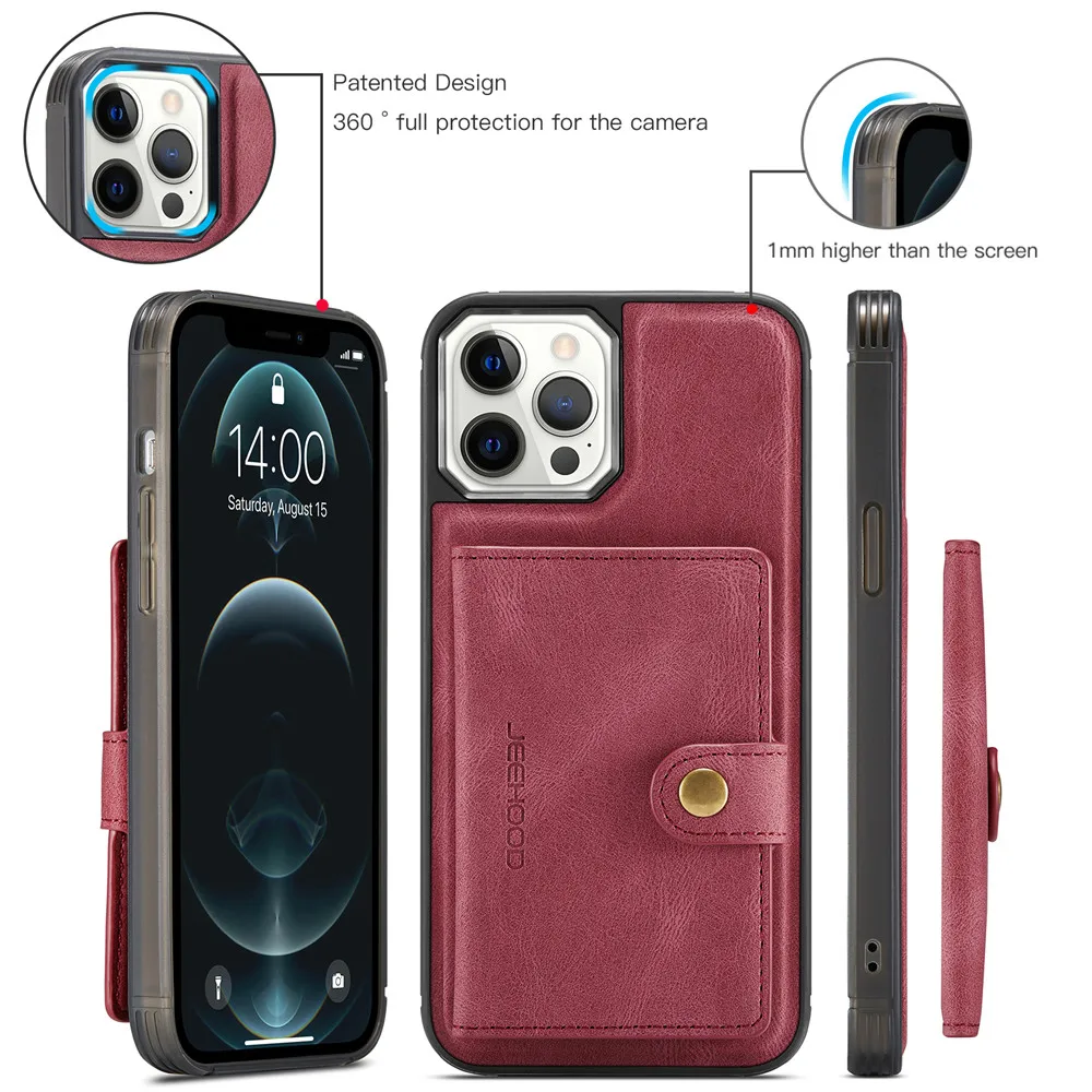 Magnetic Leather Wallet Flip Case for iPhone Mini - onlinemegasale.com