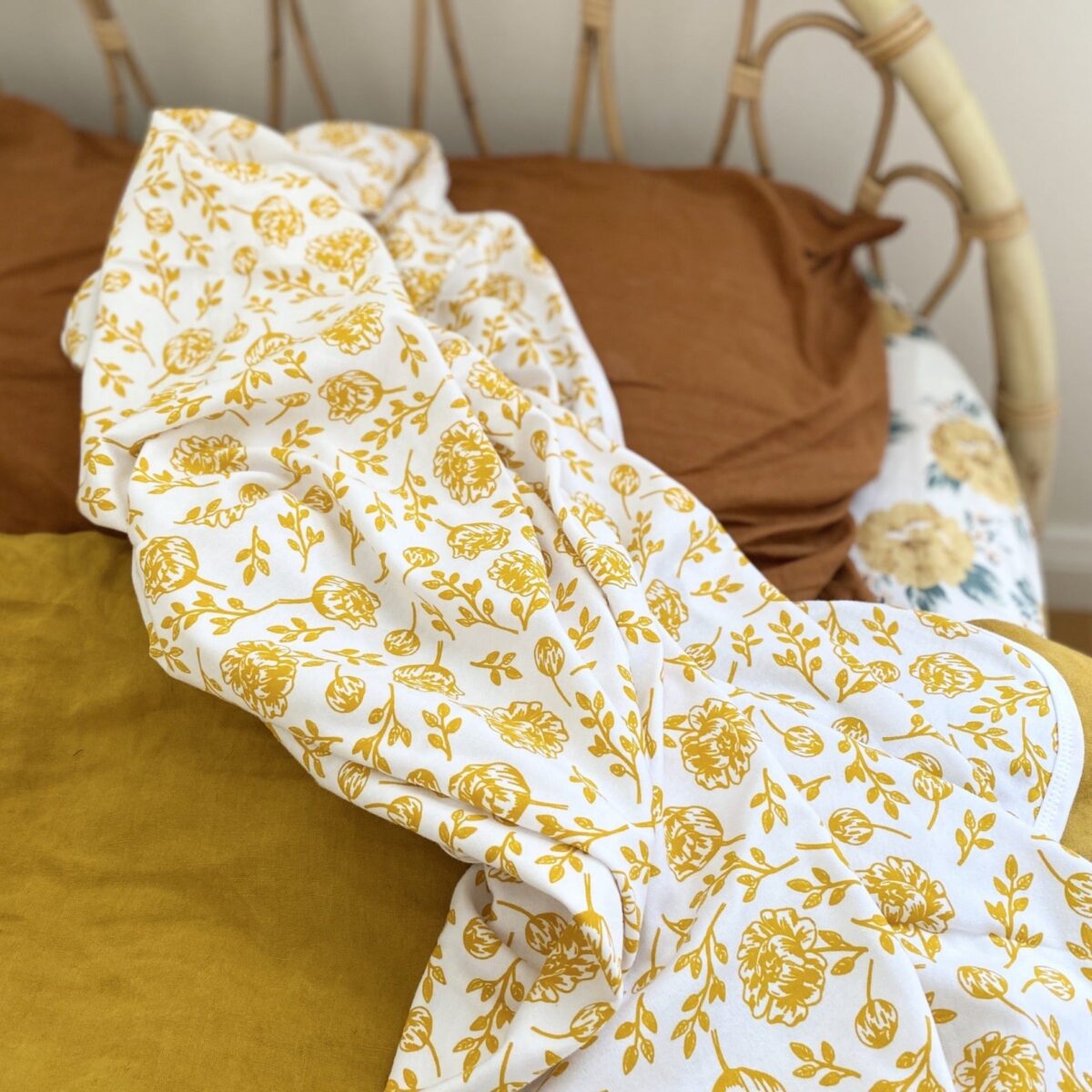 Organic Baby Blanket - Golden Peony - onlinemegasale.com