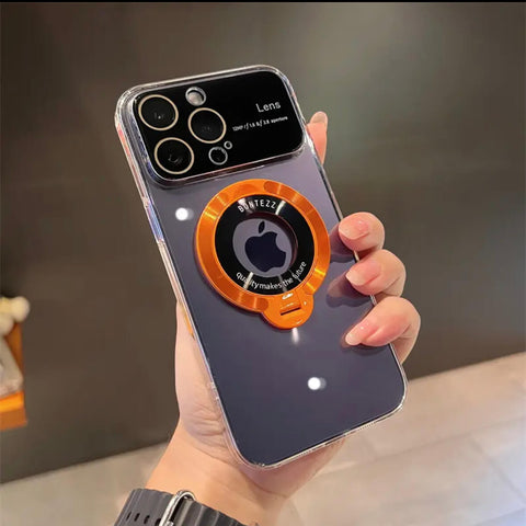 transparent 2-in-1 stand MagSafe logoview phone case - onlinemegasale.com