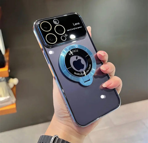 transparent 2-in-1 stand MagSafe logoview phone case - onlinemegasale.com