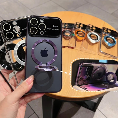 transparent 2-in-1 stand MagSafe logoview phone case - onlinemegasale.com