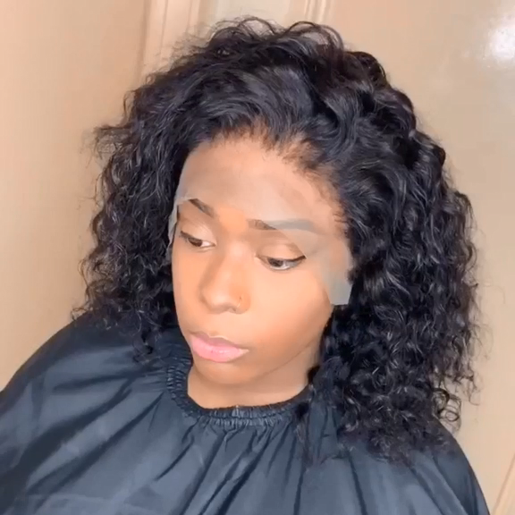 Cranberry Deep Wave Lace Front Bob Wigs Short Brazilian Human Hair Wigs For Black Women