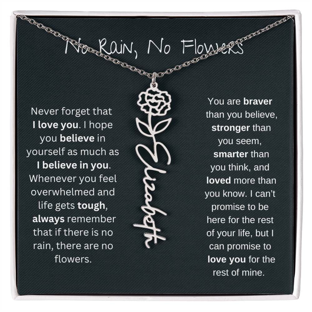 Jan4 No Rain No Flowers - Personalised Necklace - onlinemegasale.com